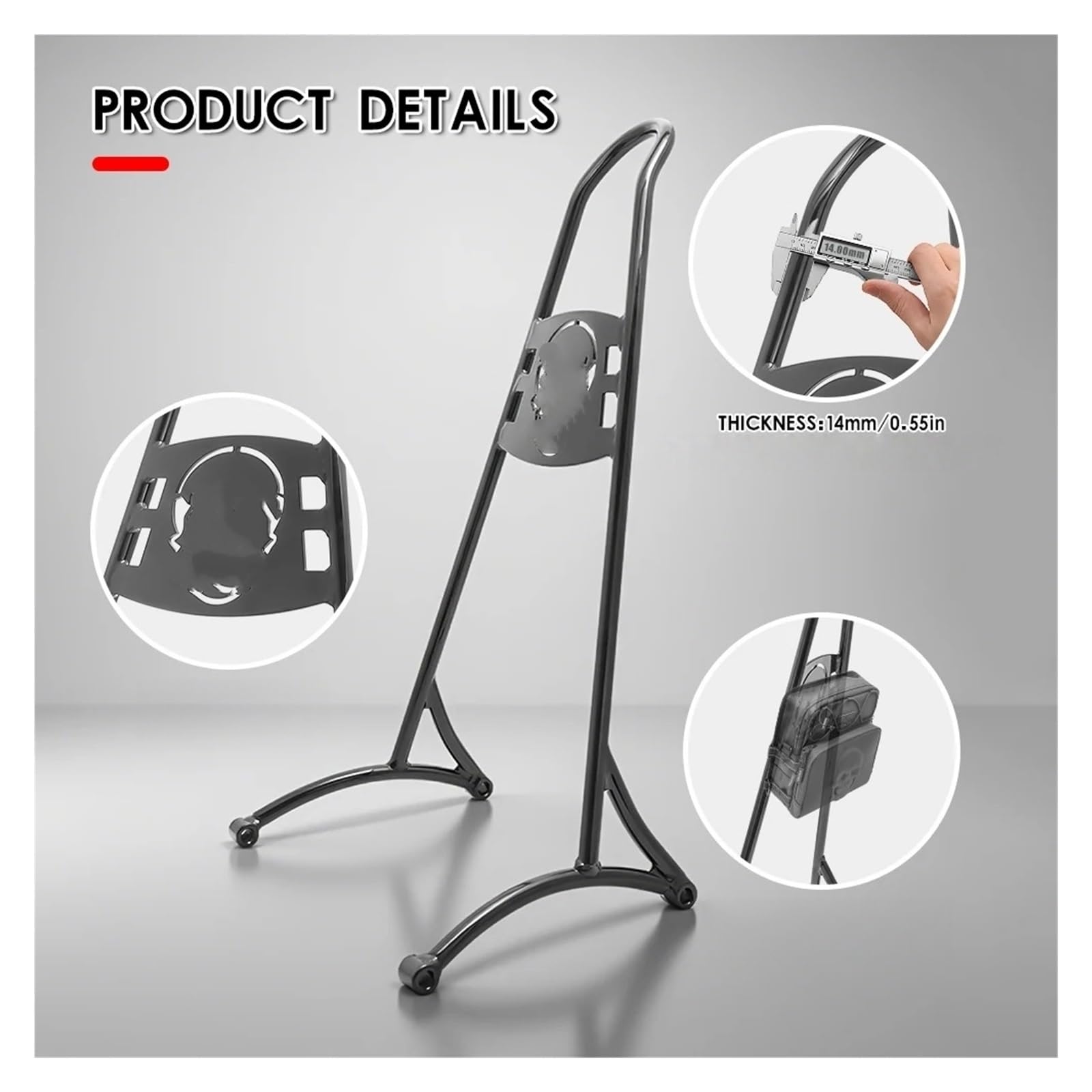 drążek Sissy z bagażnikiem Pasuje do Harley Sportster Iron Low 883 1200 XL Roadster 2004-23 "wysokie oparcie pasażera Sissy Bar(Chrome)