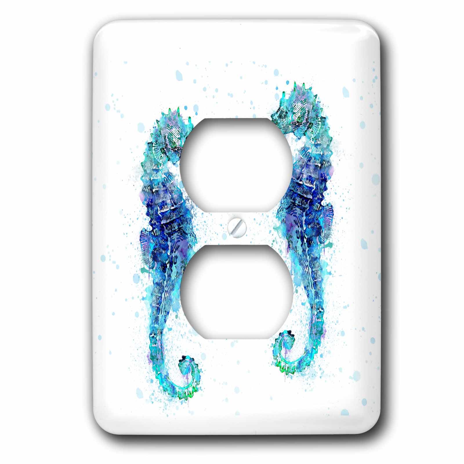 Couvercle de prise aquarelle hippocampe 3dRose pour chambre bébé et salle de bain