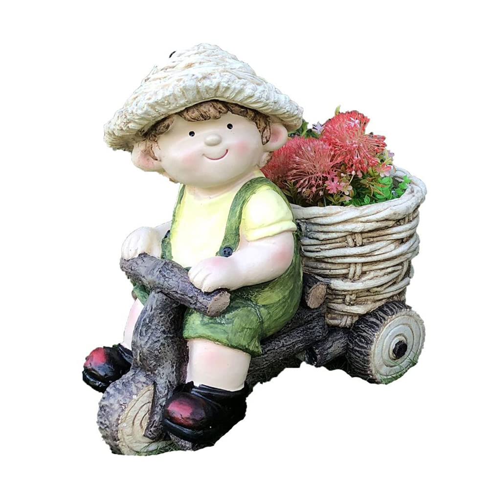 Couple personnages décor artisanat pot de fleur en résine pour extérieur poétique