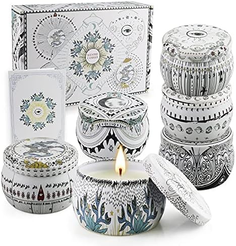Scented Candles Gift Set, Natural Soy Wax, Stress Relief Gifts for Women, 6 Pack 5.65Oz Aromatherapy Candle, 150H Lasting Burn, Ideal Gifts for Birthday, Mother's Day, Thanksgiving