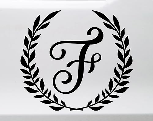 Miniatura 2 de Calcomanía de vinilo con monograma de corona de laurel, nombre de la familia de Script Scroll - Adhesivo troquelado