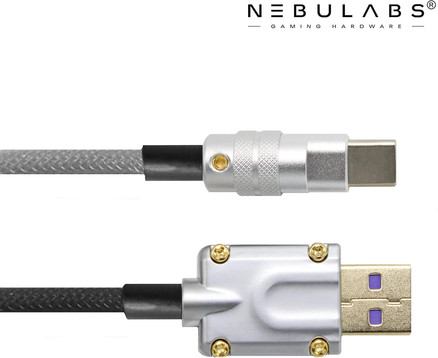 5ft Keyboard Cable Gaming PC's Mechanical Aviator Classic Coiled Cable USB-C Cable, Customized Metal Plug with Detachable Connector, USB-C GX-16 Mod Pro USB-A to USB-C – Red