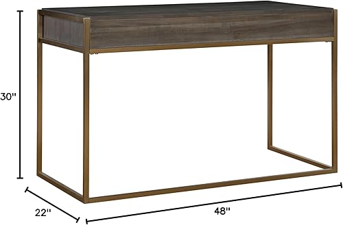 Miniatura 2 de Uttermost Taja - Escritorio moderno de madera y acero inoxidable en latón/tono de madera