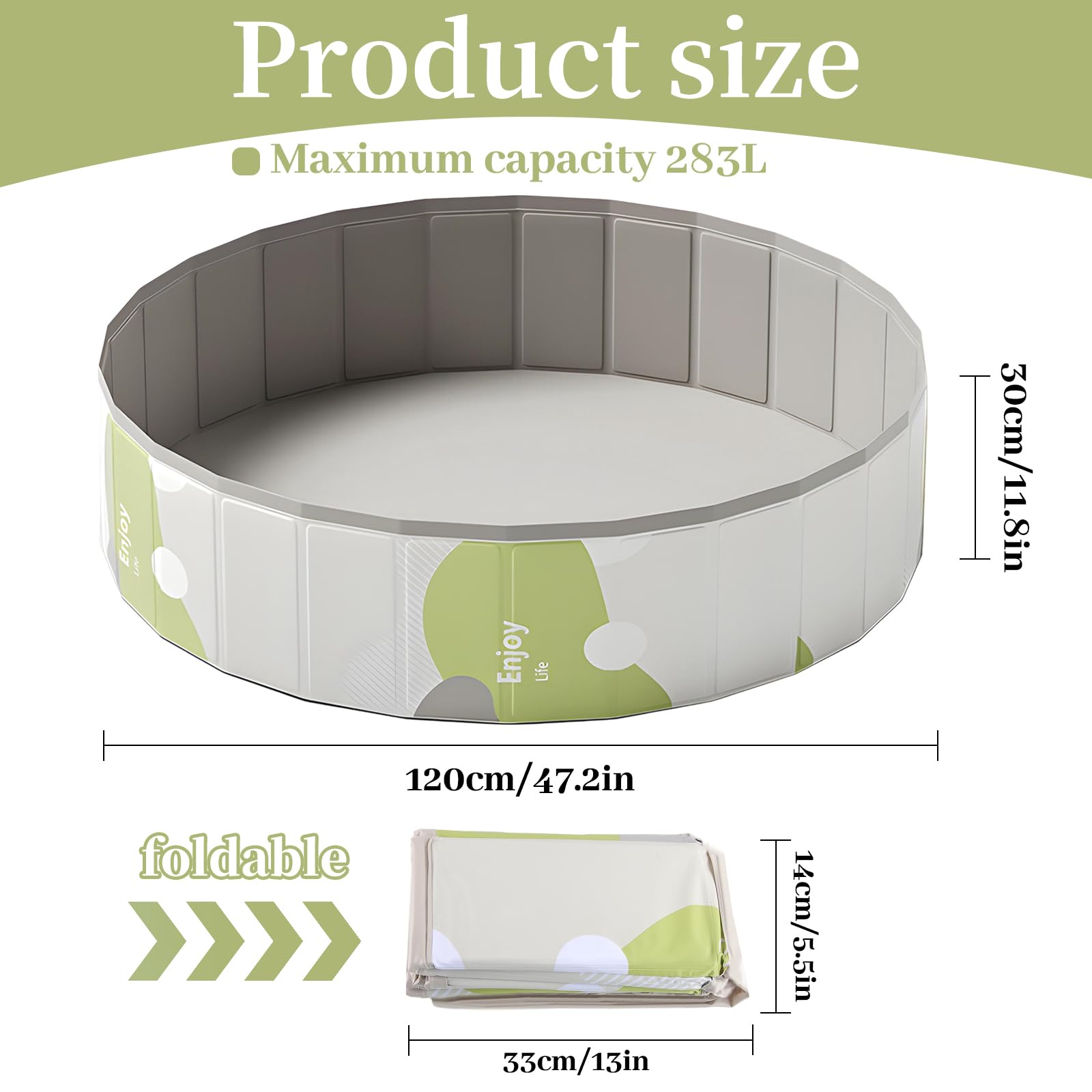 Piscine pour Chiens, pataugeoire Pliable pour Chiens, résistante à l'usure et antidérapante pour Animaux de Compagnie (Gris)