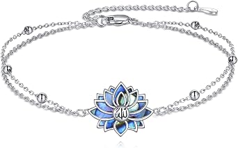 Lotus Layered Bracelets for Women 925 Sterling Silver Allah Lotus Bracelet Allah Yoga Jewelry Gift, M, Sterling Silver , No Gemstones