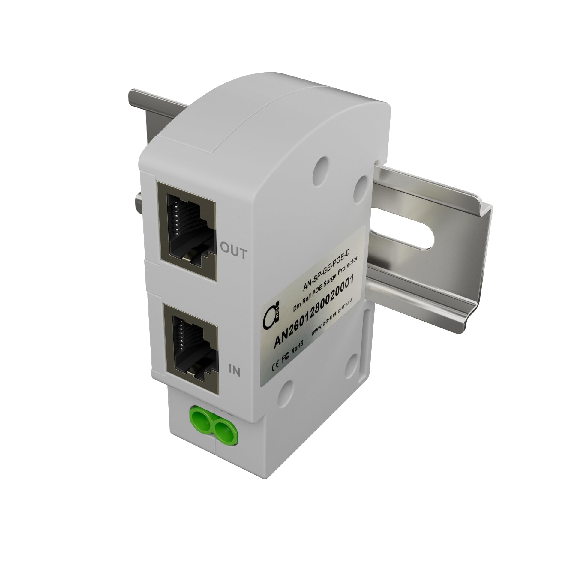 DIN Rail Gigabit PoE Überspannungsschutz, RJ45 Ethernet Lightning Schutz für IP Kameras, PoE Switches, NVRs, Outdoor Cat5e/Cat6 Runs, 10/100/1000Mbps, PE Ground, In/Out, Stabiles Signal, LAN Protector