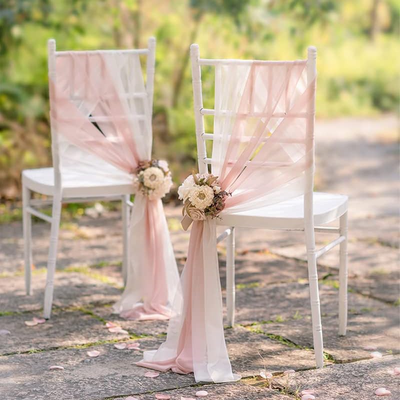 Dekoracyjne szarfy na krzesła, 8ZESTAW(Light Pink Ivory Whi)