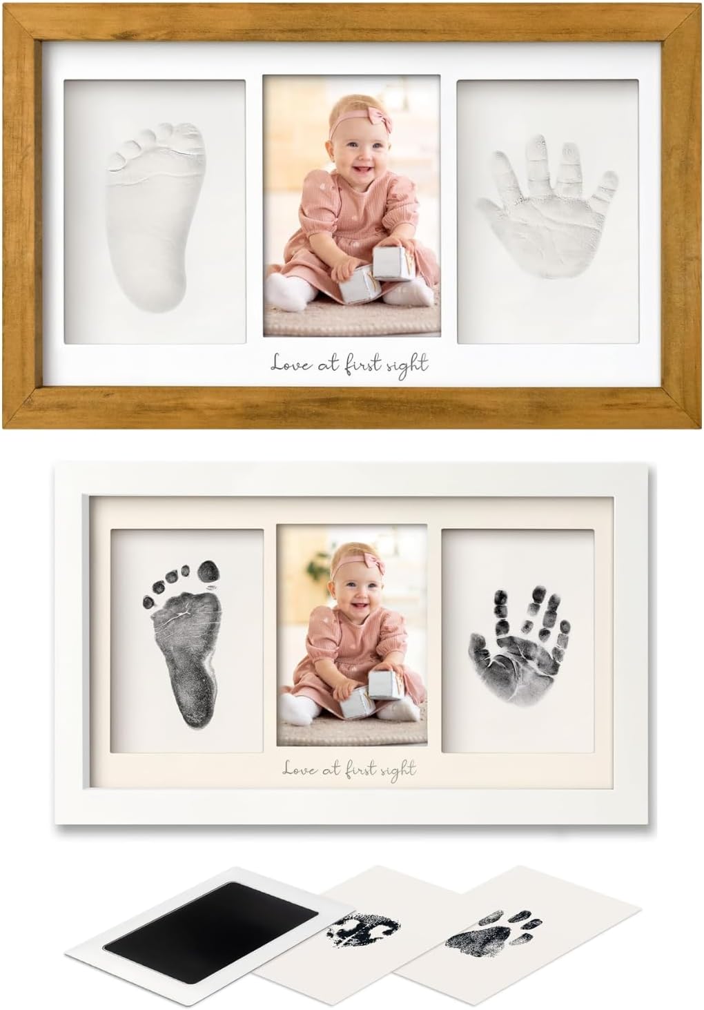 KeaBabies Baby Hand and Footprint Kit and Inkless Baby Handprint And Footprint Kit Frame - Baby Prints Duo Photo Frame for Newborn - Personalized Baby Picture Frame for Newborn