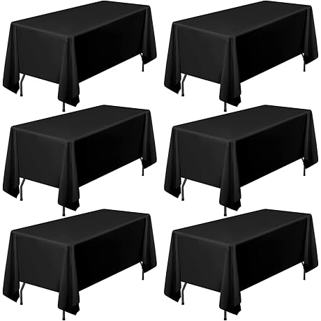 Pesonlook Black Tablecloth for 6ft Rectangle Tables