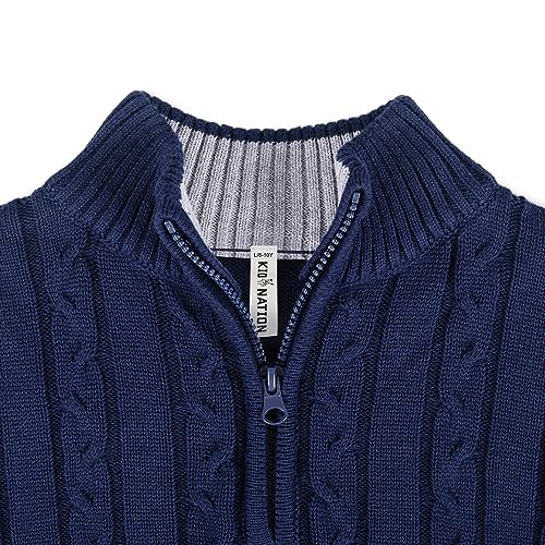 Image of Kid Nation Boys Sweater Cotton Quarter Zip Sweater Kids Cable Knit Pullover | Casual 1 /4 Zip Sweater for Child 3-14 Years (Previously Amazon Essentials)