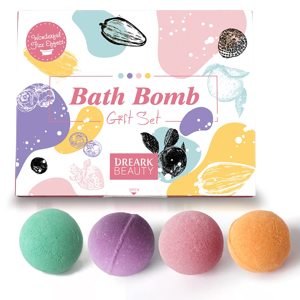 DREARK Bath Bombs, 12PCS Gift Set, 4 Scents, Perfect for Spa Bath, Moisturize Dry Skin, Gift for Wife, Mom, Friends