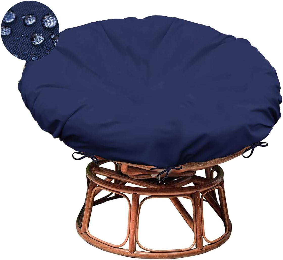 Sqodok Papasan Cushion Cover Only, 50in Outdoor Indoor Papasan Chair Cushion Covers Water Resistant, Machine Washable Papasan Chair Cushion Slipcover with Zipper and Straps (Blue)