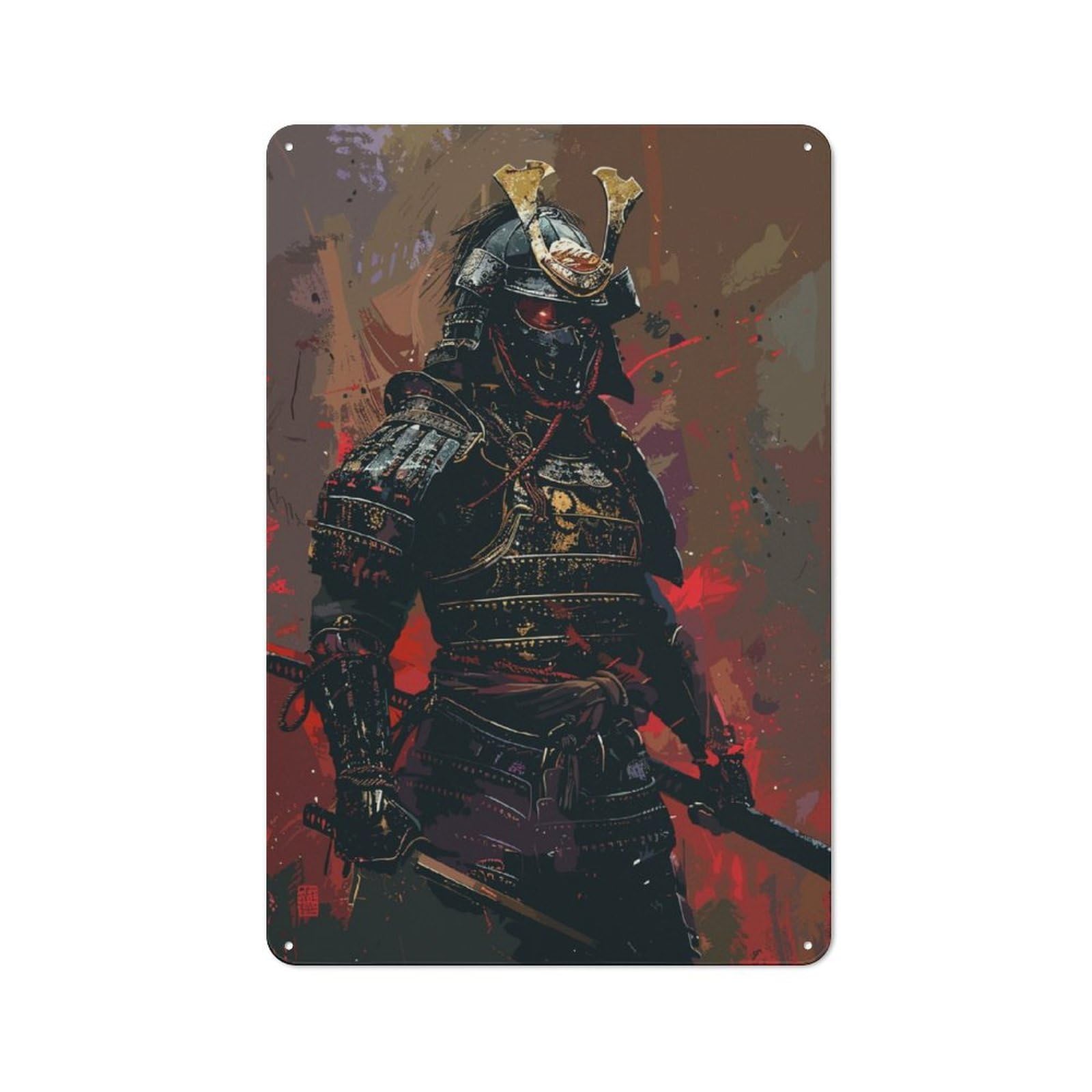 Junmoney Japanese Knights Rustic Metal Plaque 30X20cm For Guest Room Or Hallway, For Home Interiors, Feature Walls And Decorative Displays