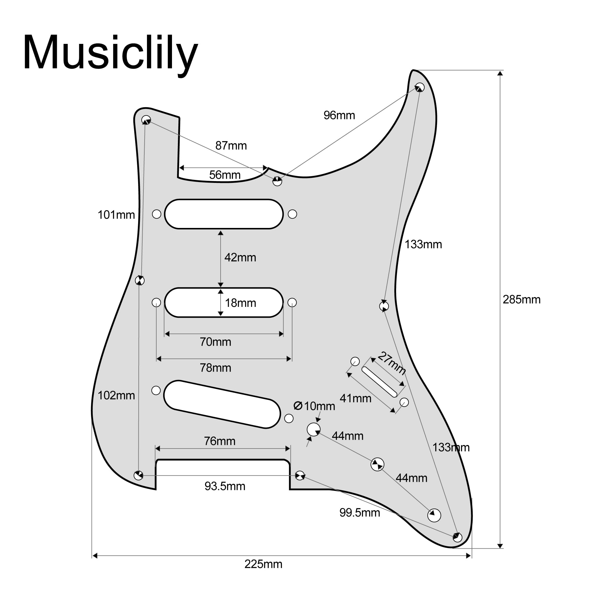 Musiclily Pro 8-Hole 50s 57 Vintage Style Strat SSS Guitar Pickguard for American Stratocaster 3Ply Parchment - Image 2