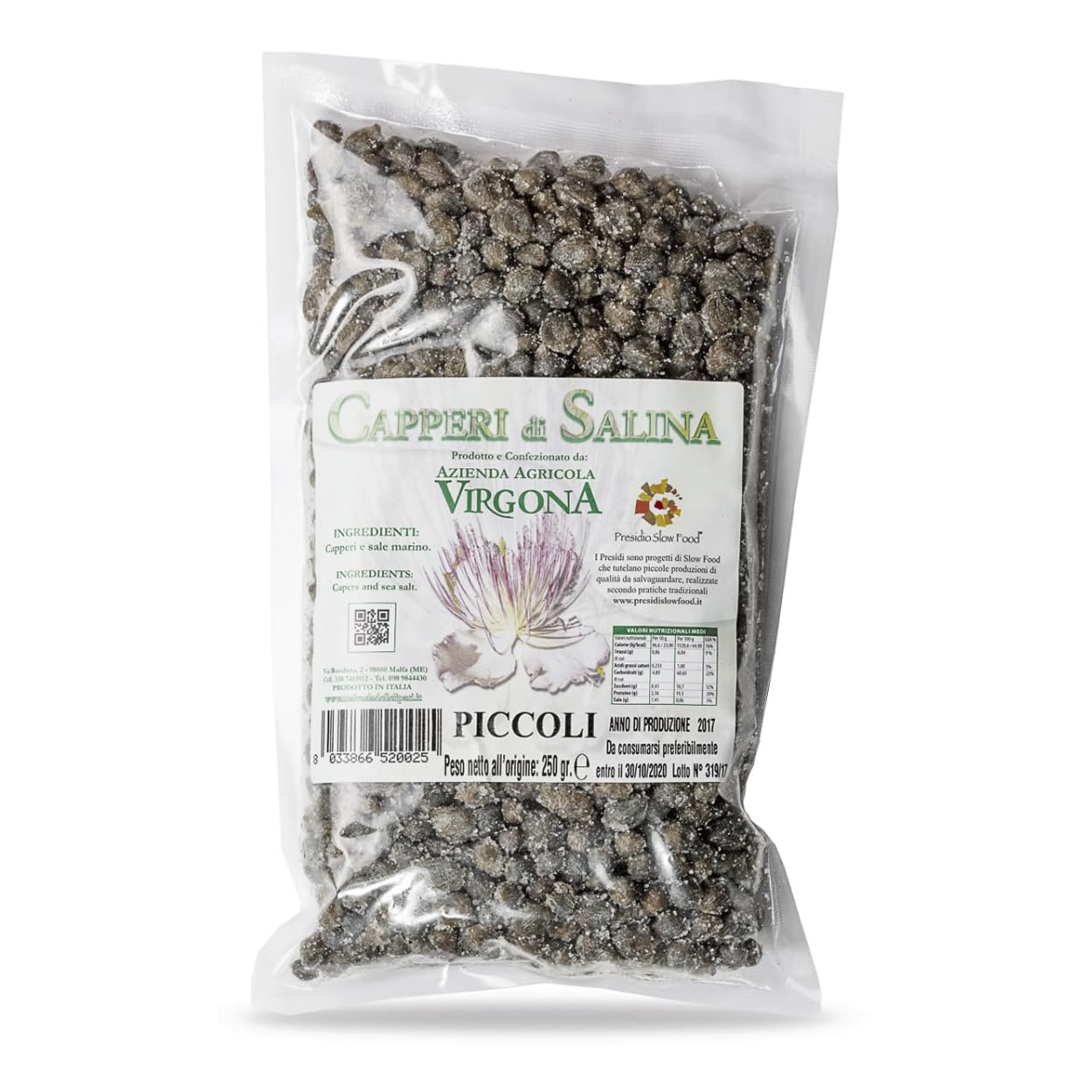 Capperi di Salina Piccoli - Virgona Presidio Slow Food 250g/500g – Premiati Top Food Gambero Rosso 2026 – Capperi delle Isole Eolie – Ingredienti Gourmet Italiani (500g)