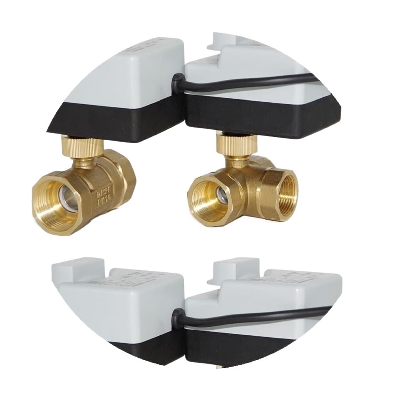 Válvula eléctrica de latón DN15 DN20 DN25, válvula de bola motorizada de 2 vías y 3 vías, actuador eléctrico de tres cables con interruptor Manual(DN15,3-WAY_1)