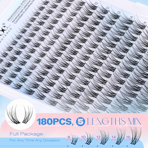 Image of Pawotence Lash Clusters Kit Wispy Lash Extension Kit Natural 180pcs Cluster Eyelash Extensions Kit Individual Lashes 8-16mm Eyelash Clusters Kit with Lash Cluster Bond Seal and Lash Tweezers