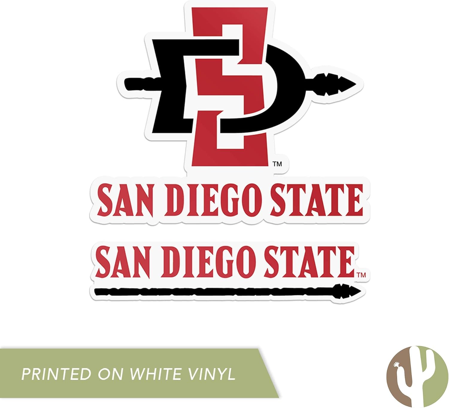 Desert Cactus San Diego State University Sticker San Diego State Aztecs Vinyl Decal Laptop Water Bottle Car Scrapbook Sheet (4 Inch Set V1)