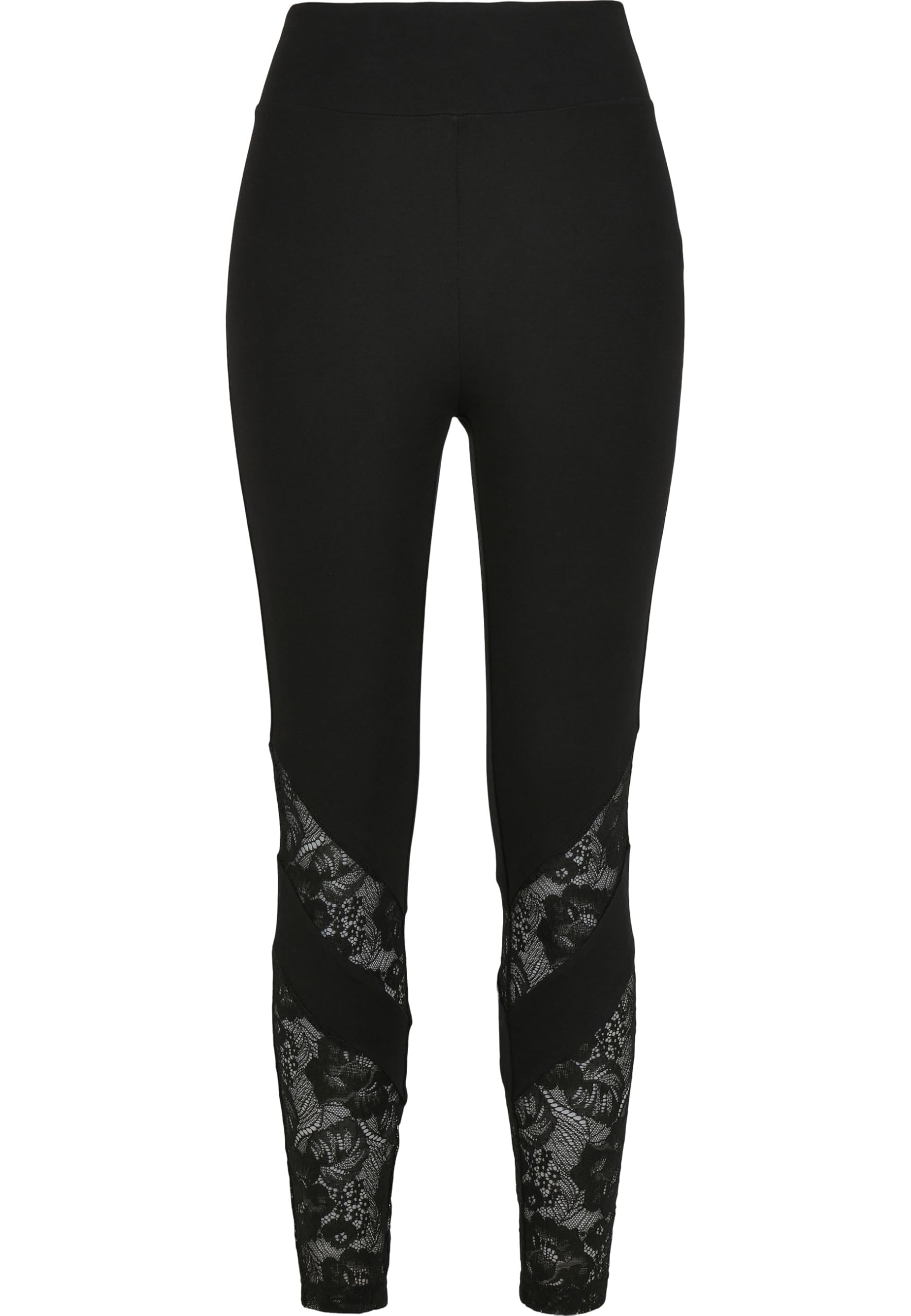Urban Classics Women's Ladies Highwaist Lace Inset Leggings Leggings, Black, XS