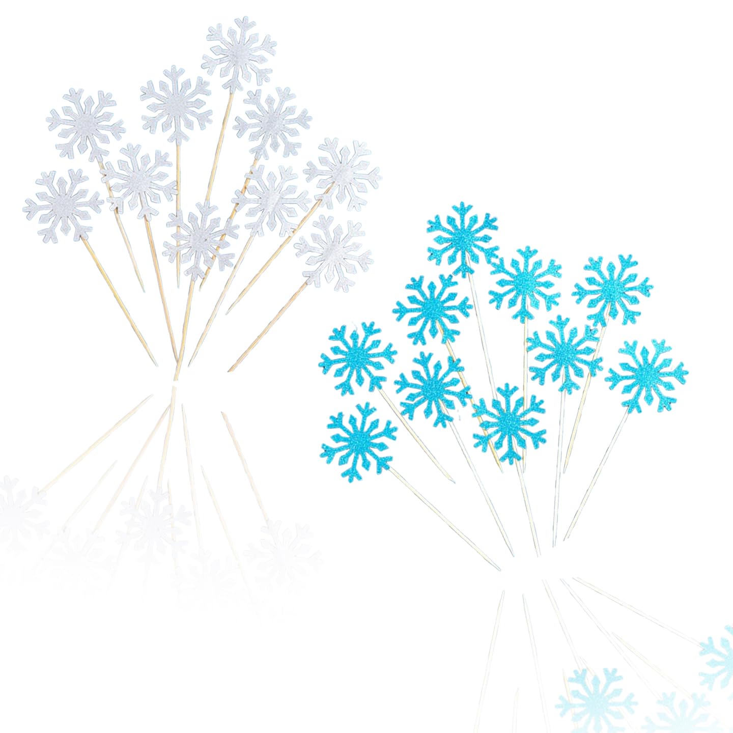 – Frozen Cupcake Toppers - 20 Pcs Snowflake Cake Decorations for Birthday, Wedding, Party Cake Toppers with Toothpicks(5.1 x 5.1 cm)