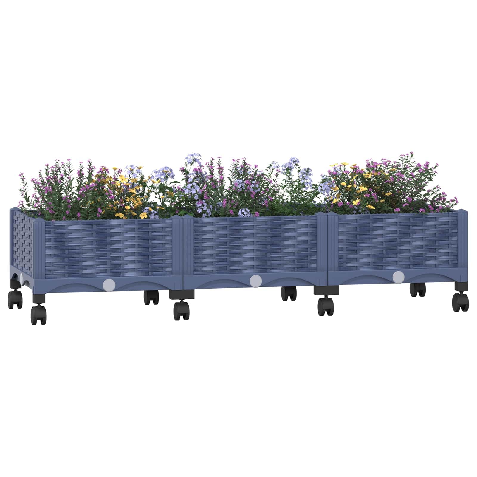 Hothingwell Hochbeet, Polypropylen, 120 x 40 x 33 cm, Grau / Blau | Polypropylen, großes Fassungsvermögen, 2 Personen, Balkongarten
