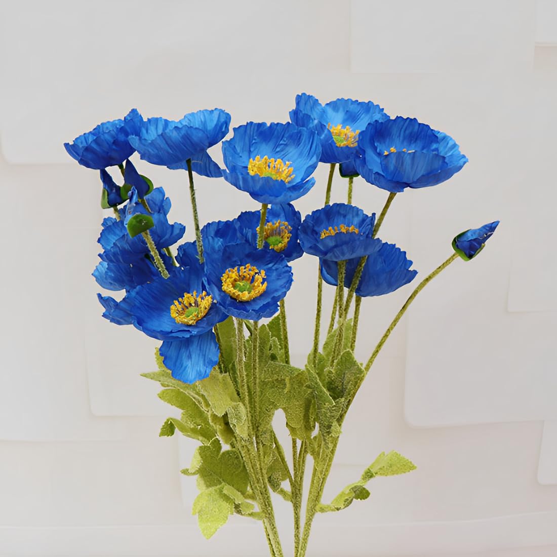8 PcsBouquets Artificial Flowers Poppy Flowers，23.3inch Realistic Silk Flowers PU Fake Wild Flowers，for Home Wedding Party Decor, Floral Arrangements, Kitchen Table Centerpiece Vase (Dark Blue)