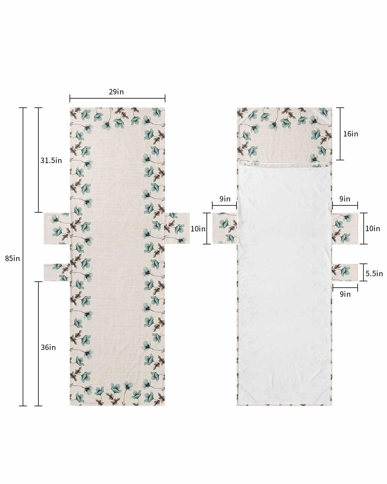 Aqua Tulip Flower Beach Pool Patio Lounge Chaise Chair Cover Towel with Pockets,Absorbent & Quick Dry Microfiber Towel Cover Bag Summer Travel Accessories for Sunbathing Abstract Floral Rustic Burlap