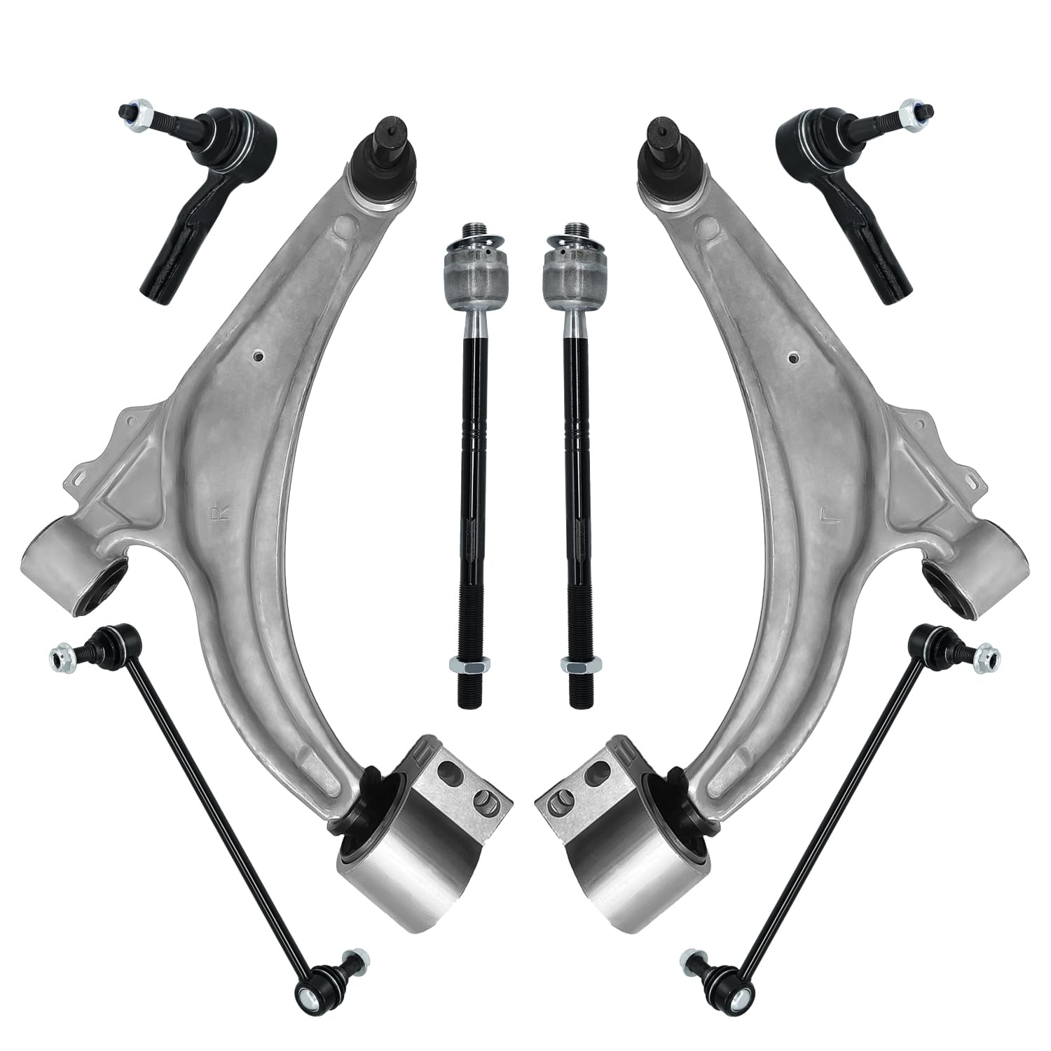 8 PCs Front Lower Control Arm With Ball Joint Tie Rod Sway Bar Replacement For 2011-2016 Chevrolet Cruze, 2012-2017 Buick Verano