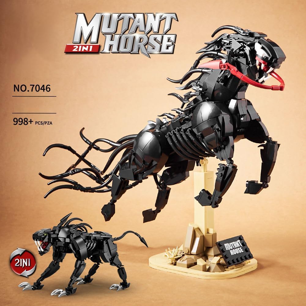 Xenomo Modell Bausteine Set, 998+ Klemmbausteine Mutiertes Pferd ModellBausatz Xenomo Mutant Horse Konstruktionsspielzeug Kompatibel mit Großen Marken