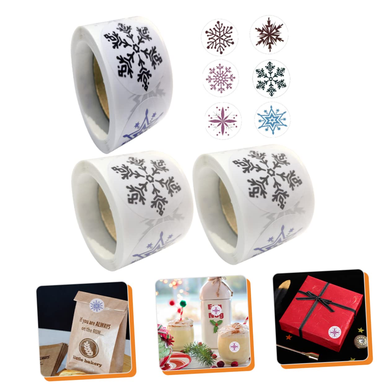 SHINEOFI 12rotoli Sticker Natalizi Decorative Forma Di Fiocco Etichette Autoadesive Per Regali e Decorazioni Festive Adesivi Per Finestra e Pacchetti Natale