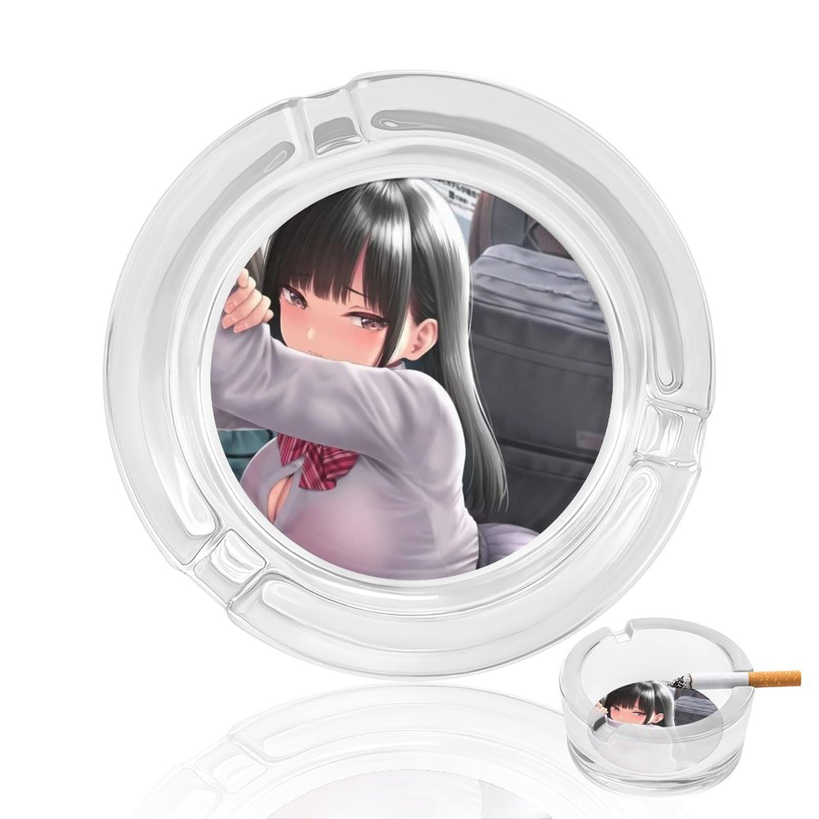 Amazon.co.jp: ガラス灰皿 可愛いアニメ柄 アニメの女の子 18r 円形