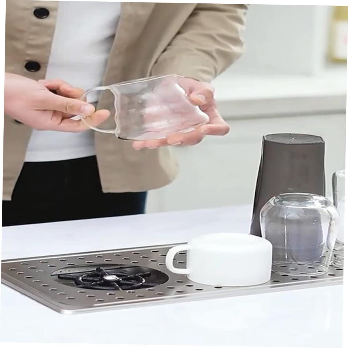 OSALADI 1juego Lavavasos De Inoxidable Rinser Para Fregadero Limpiador Automático De y Botellas Para Cocina Bar y Restaurantes Instalación y Durabilidad