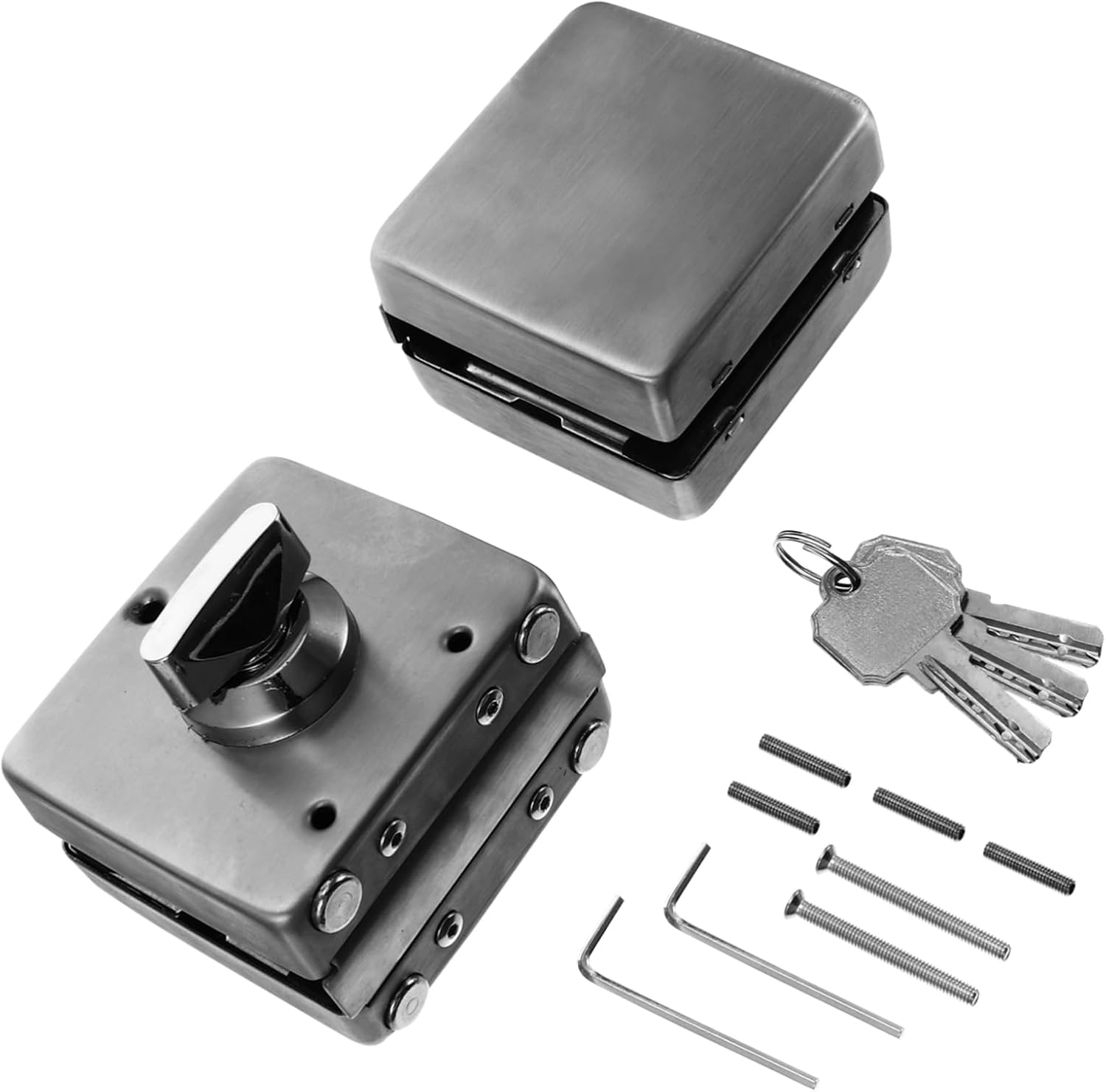 Stainless Steel Glass Door Lock Stainless Steel Latch for Glass Doors Easy to Install Secure Double-Sided Lock for Use