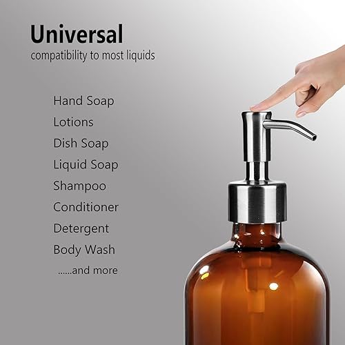 Miniatura 6 de Amoliar - Bomba dispensadora de jabón líquido, bomba de repuesto de acero inoxidable para jabón de platos, loción, jabón de manos, bonita decoración