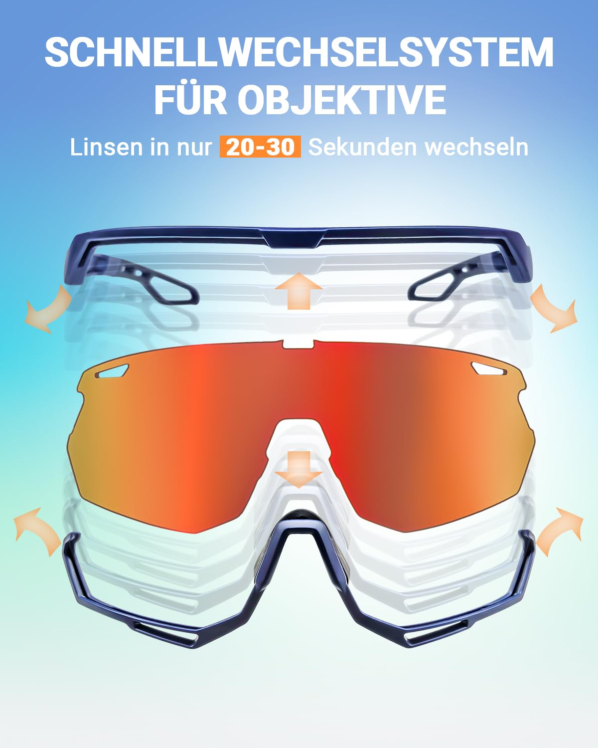 Meeloog Occhiali da sole sportivi polarizzati da 26 g per uomo e donna con 3 lenti - protezione UV400 per ciclismo, corsa, pesca e attività all'aperto