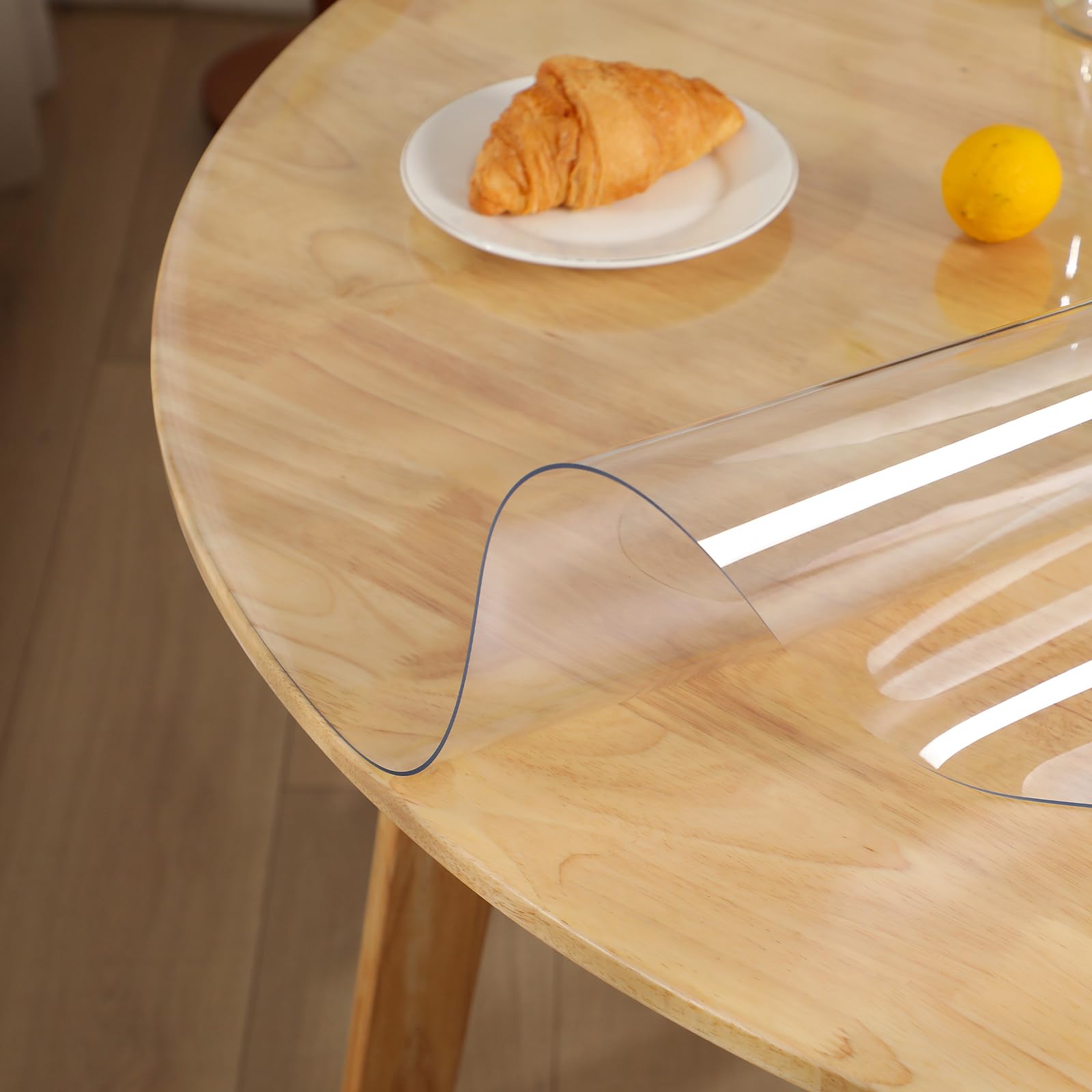 TIEHAN Manteles Redondos de PVC,2MM de Grosor de Diámetro de 120CM,Protector Mesa Transparente,Protector Mesa,Impermeable y Antiincrustante, Adecuado Para la Protección del Hogar y la Mesa de Cocina