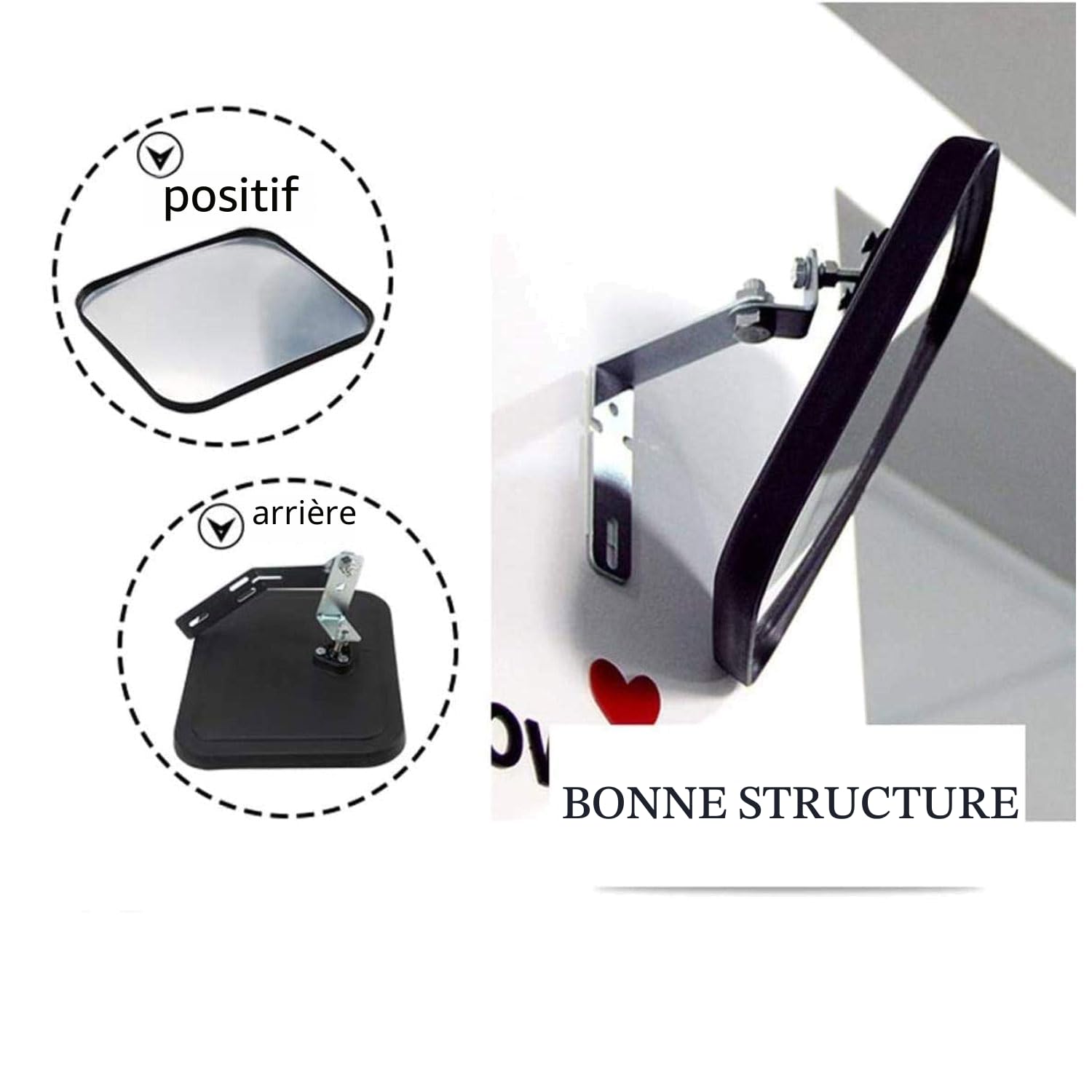 Miroir de circulation grand angle de sécurité convexe pour la famille, pour l'allée, la garage, l'hôpital, le parking, sécurité routière, point unique, intérieur et extérieur, 16 * 19 cm (20