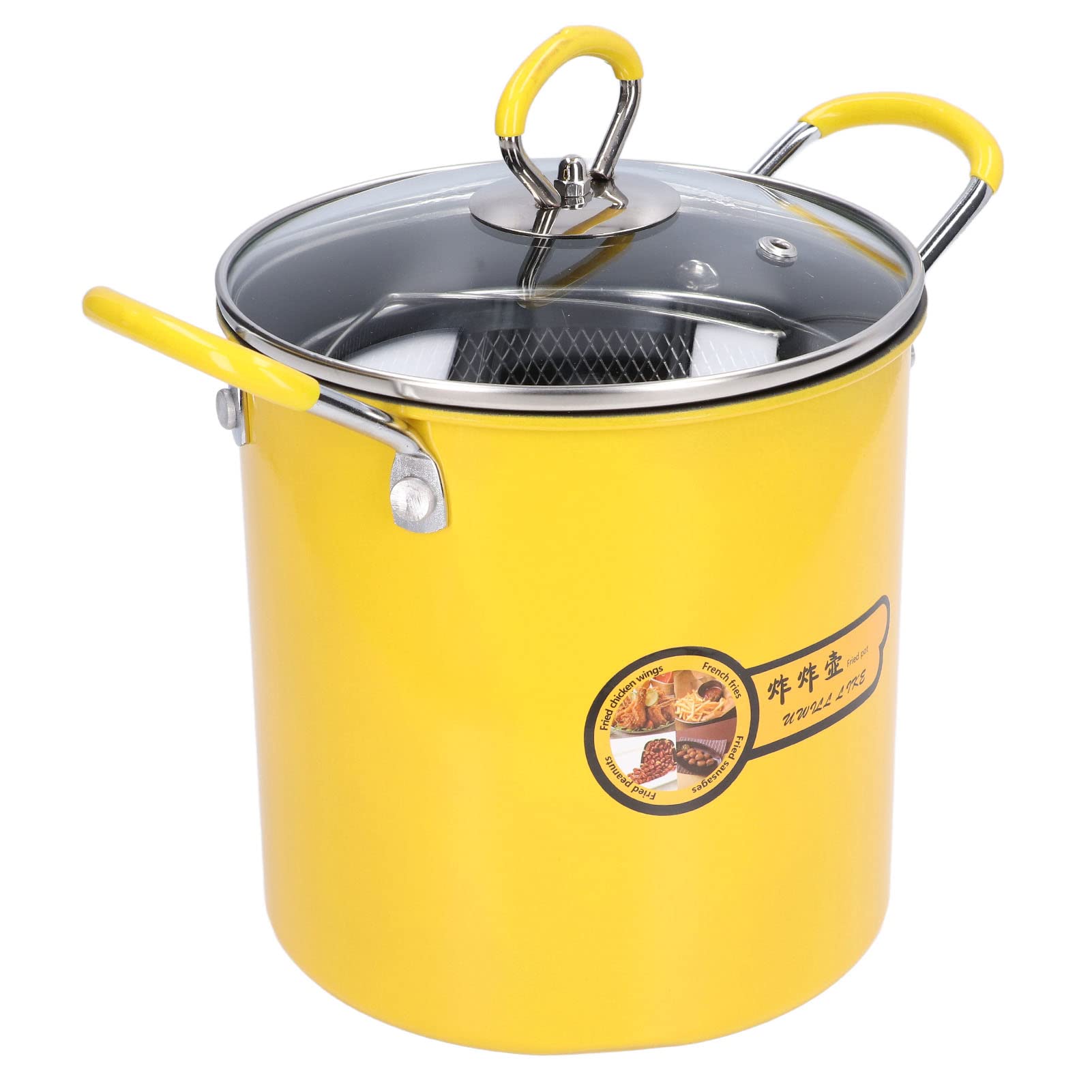 Marmite Japonaise en Acier Inoxydable 3L avec Poignée Antidérapante en Silicone pour une Friture en Toute sécurité, Adaptée aux Poêles Halogènes