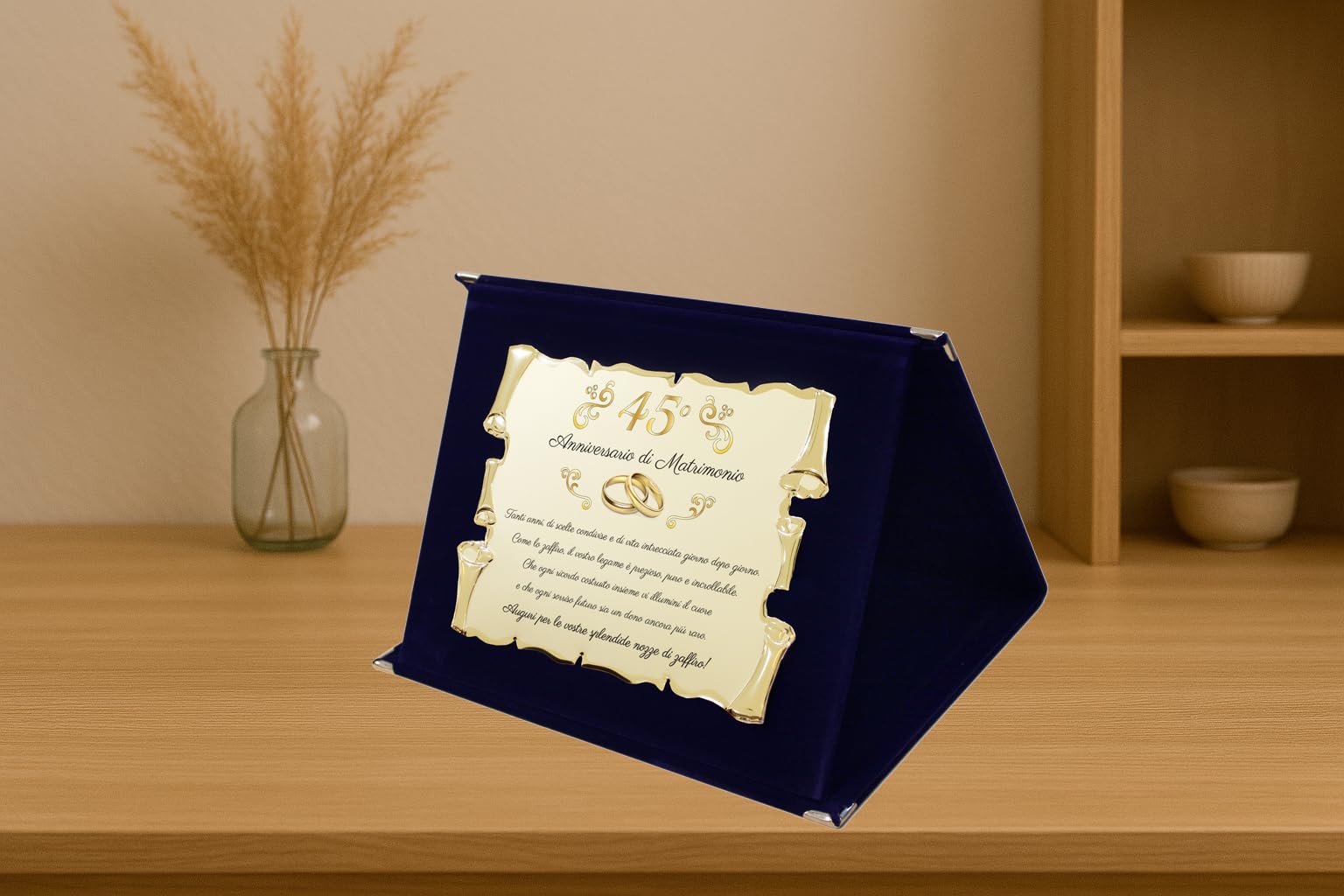Regali Per Nozze D Oro Regalo Per 50 Anni Di Matrimonio Targa Personalizzata Per Matrimoni - Cofanetto Elegante Con Pergamena (26x21cm Regalo Per Sposi Regali Per Nozze D'oro