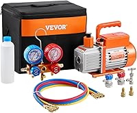 Vista 10 de VEVOR Bomba de Vacío de CA de 3.5 CFM y Juego de Manómetros, Bomba de Vacío de Aire HVAC de Paletas Rotativas de Una Etapa, Kit de Manómetro