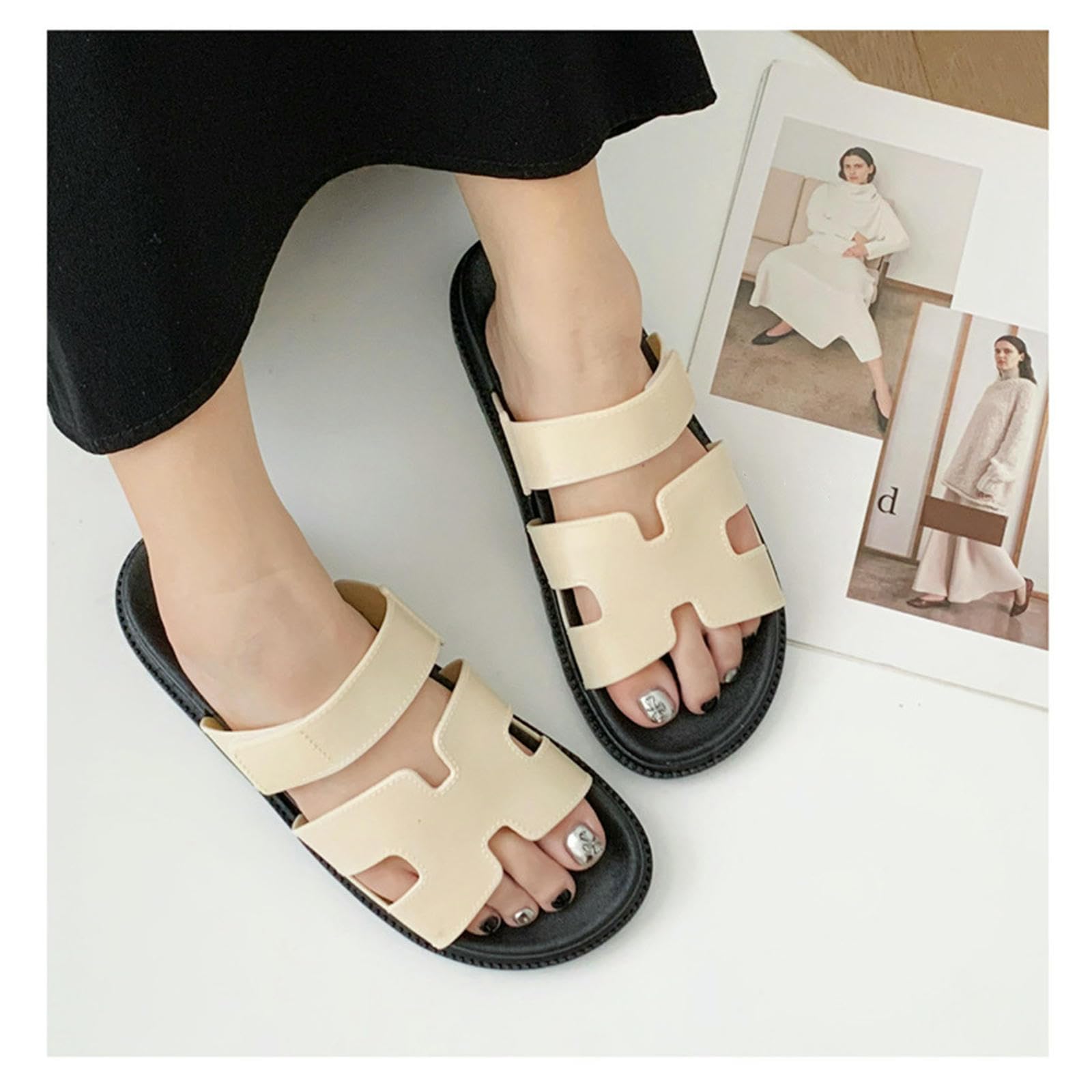 Sandali alla Moda da Donna per Vacanze al Mare, attività All'aperto, Spostamenti A Casa E Comfort Casual-nero-40 41