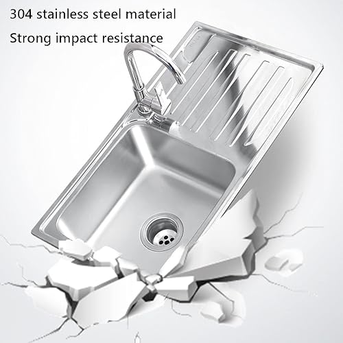 Miniatura 7 de Fregadero de cocina independiente plateado de 30 pulgadas, fregadero de acero inoxidable para interiores y exteriores, lavabo de mano con banco de
