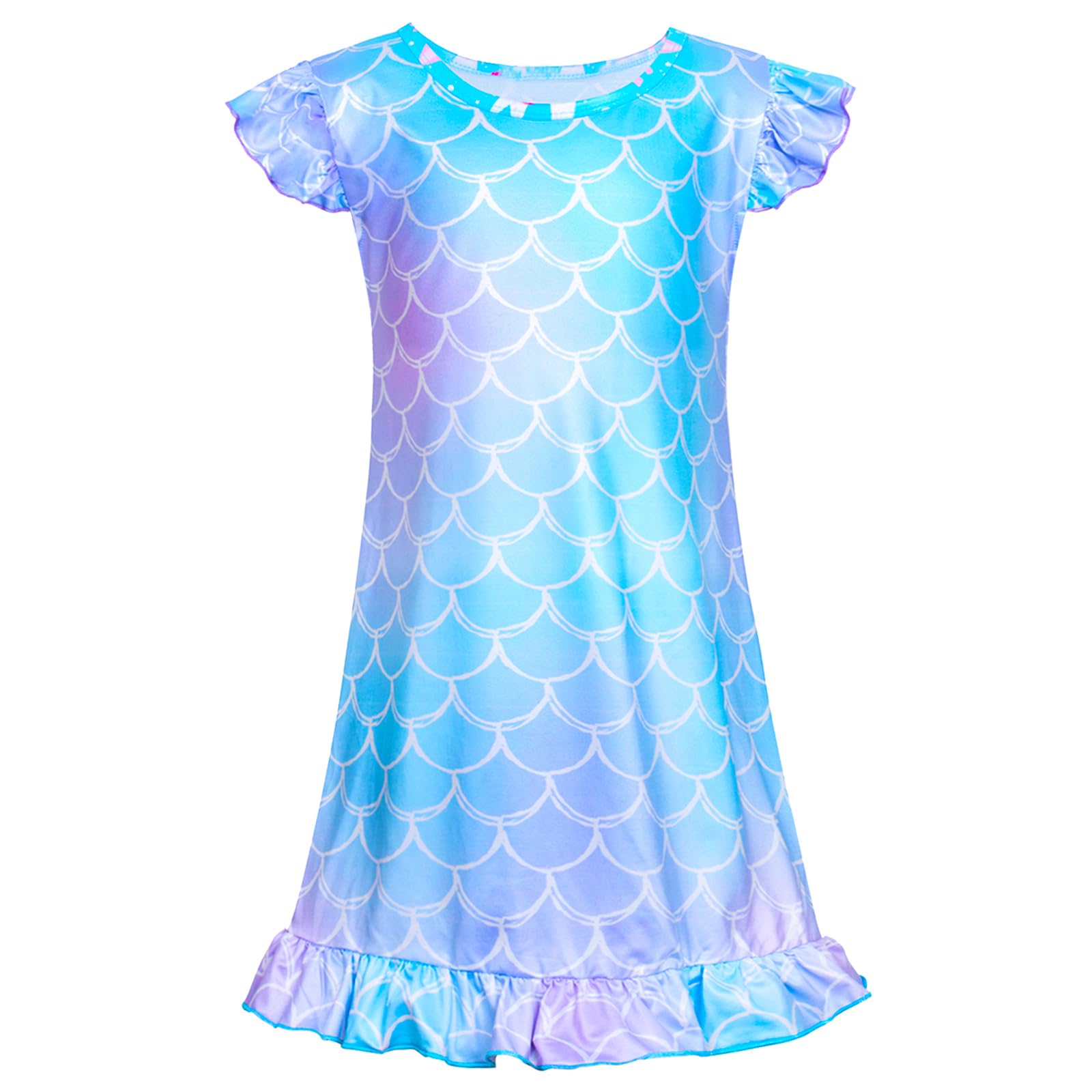 Nidoul Girls Blue Kid Nightgown Night Dress Unicorn Rainbow Princess Pajamas Sleepwear Nightie