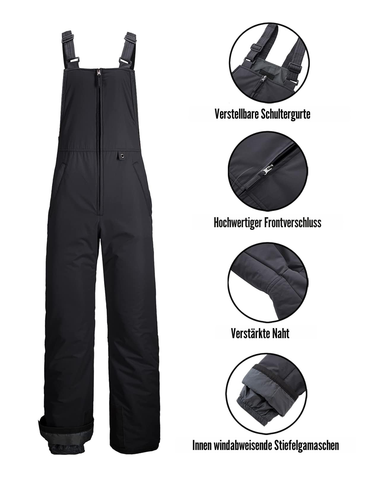 GEMYSE Herren Skihose wasserdicht gefüttert Schneehose mit verstellbaren Trägern Winddicht Overall für den Winter Snowboardhose für Outdoor Sport