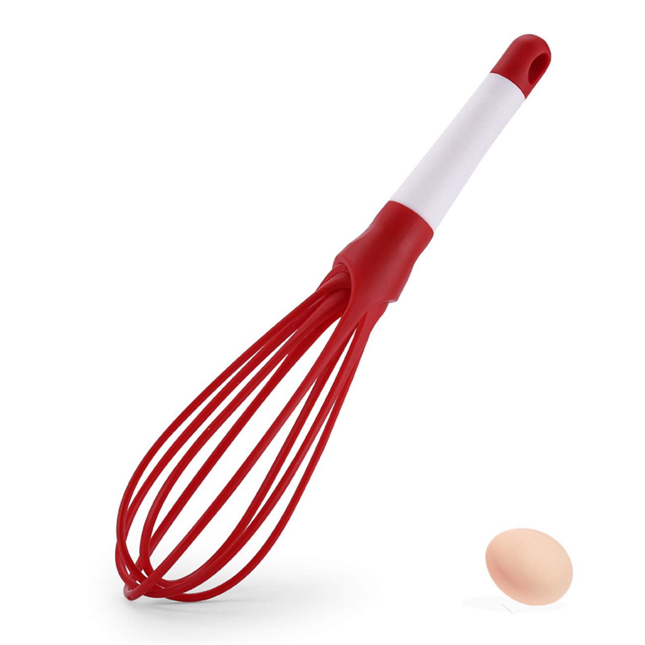Baonmy 5 Pack Foldable Silicone Whisk,Egg Beater Balloon Wire Easy Whisk Milk Frother Kitchen Utensils Gadgets for Blending Whisking Beating Stirring (1-Pack Red)