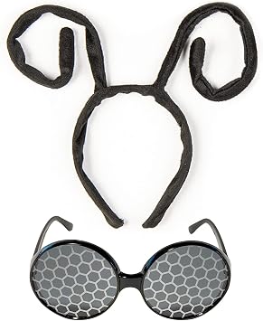 Funcredible Bug Antenna Headband & Glasses Insect Costume Headwear for Adults Perfect for Halloween, Festivals, Concerts, Cosplay & Themed Events