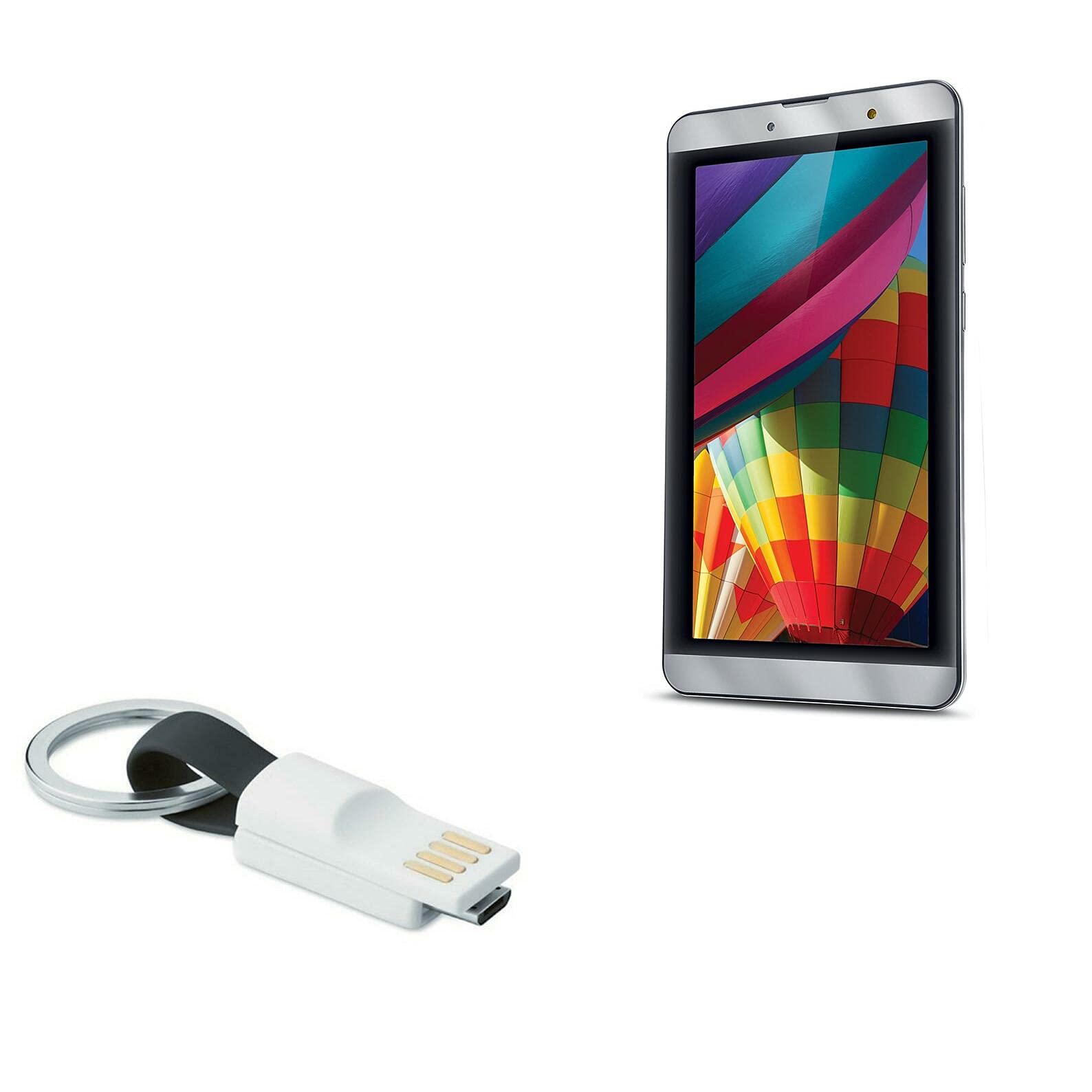 BoxWave Cable Compatible with iBall Gorgeo 4GL - Micro USB Keychain Charger, Key Ring Micro USB Cable - Jet Black