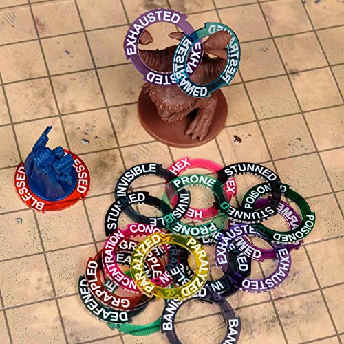 Upgraded Condition Rings 96 Pcs Status Effect Markers In 24 Conditions & Spells Magic Book Storage Box Great Dm Tool For Dungeons & Dragons, Pathfinder, D&D And Rpg Miniatures #TOP6