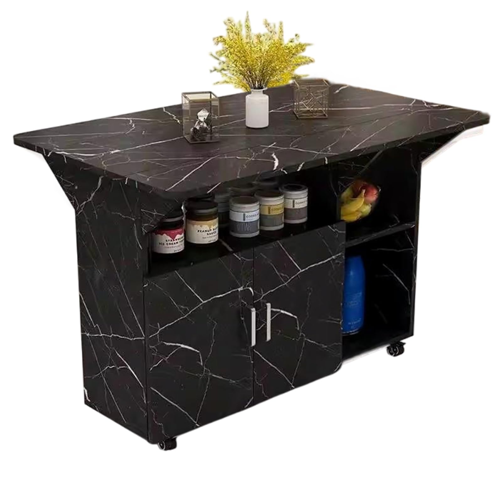 Zf9tBw5sH Unità cucina ad isola Carrello mobile for isola da cucina con rotelle, ribaltina e mobiletto portaoggetti for