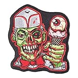 PatchStop Zombie Ice Cream Eye Iron On Patches for Clothing Jeans - 2.75x3in Small DIY Sew On Patch for Jackets Bags - Embroidered Decorative Zombie Patches